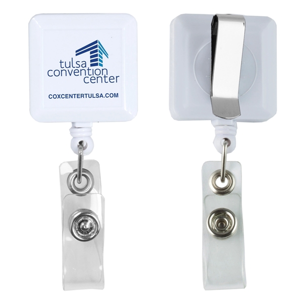 Square 30" retractable badge reel with metal alligator clip backing.... from ASI 62660 Innovation Line