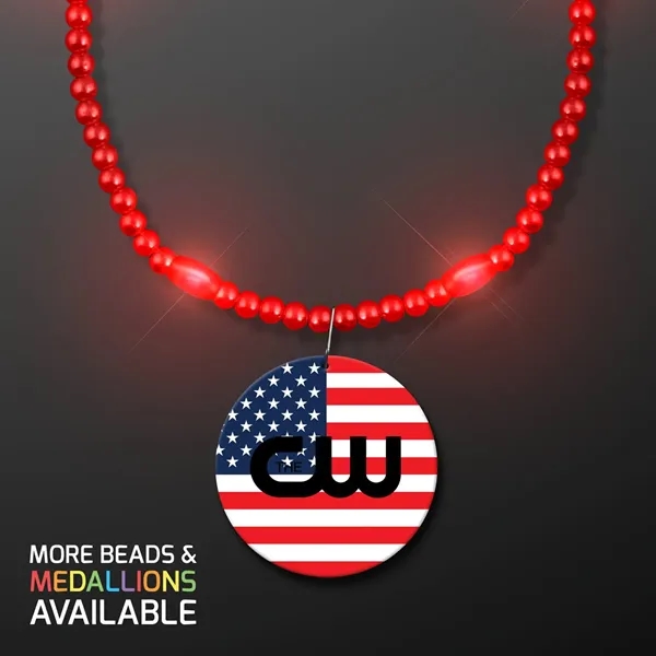 LED Necklace with American Flag Medallion... from ASI 34194 ALightPromos
