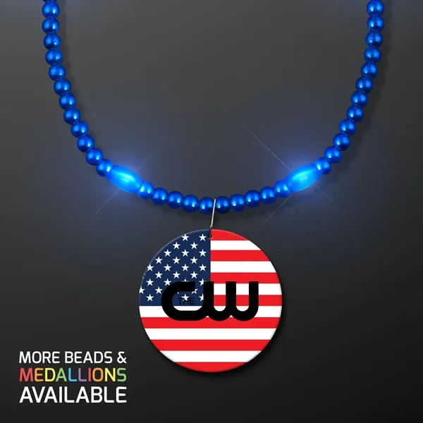 LED Necklace with American Flag Medallion... from ASI 34194 ALightPromos