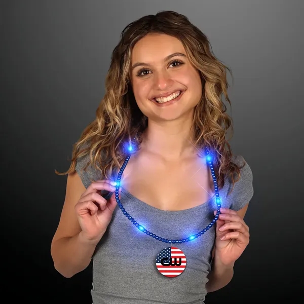 LED Necklace with American Flag Medallion... from ASI 34194 ALightPromos