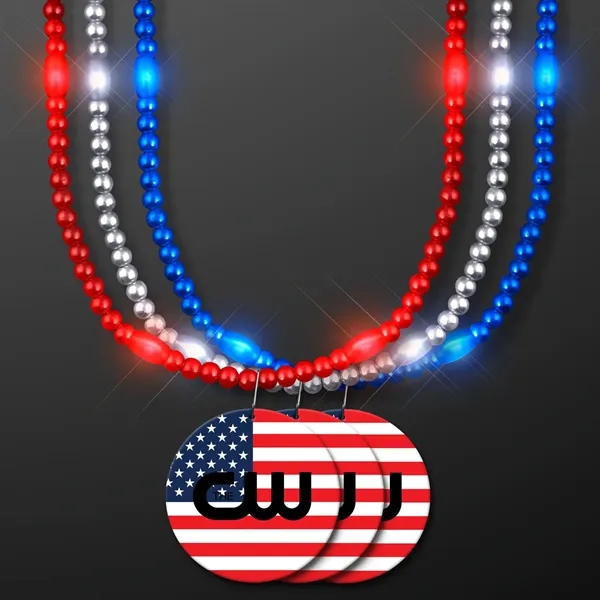 LED Necklace with American Flag Medallion... from ASI 34194 ALightPromos