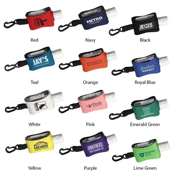 0.5 oz. antibacterial gel covered by a soft neoprene sleeve and... from ASI 54040 Fey Promo