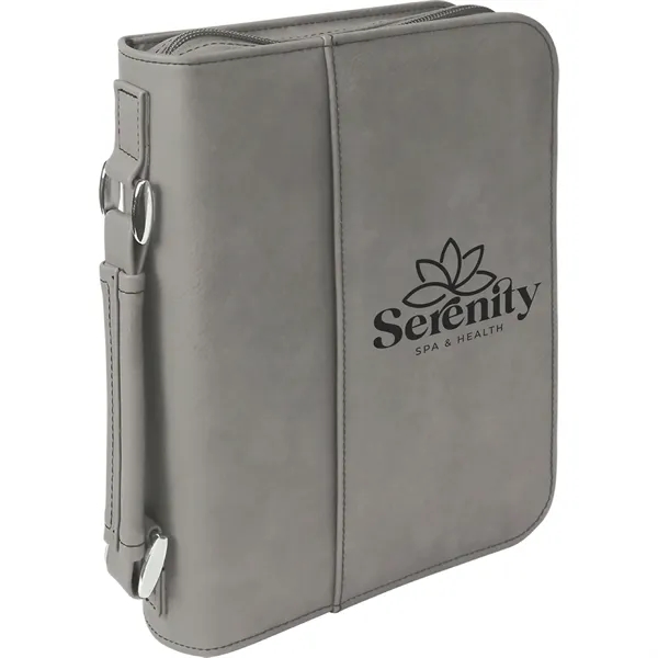 6 3/4" x 9 1/4" x 2" gray PU leatherette zippered... from ASI 74601 Calico