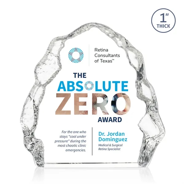 Iceberg shape optical crystal award with staggered edges... from ASI 84592 St Regis Group / St Regis