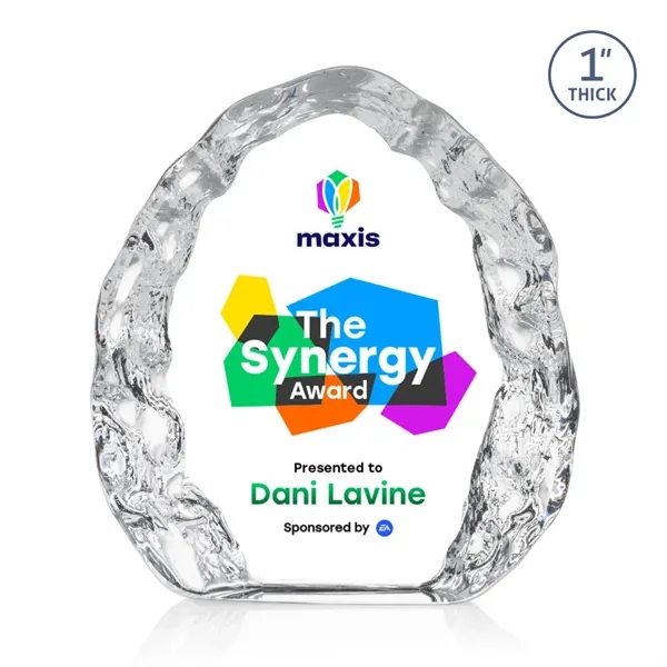 Iceberg shape optical crystal award with staggered edges... from ASI 84592 St Regis Group / St Regis