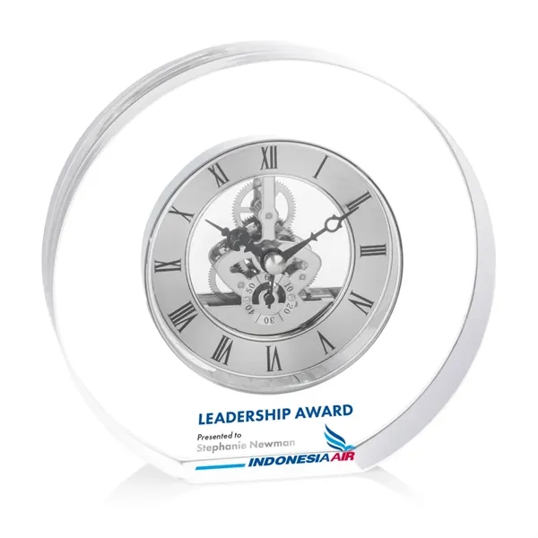 A striking optical crystal VividPrint™ clock featuring a beautifully exposed skeleton... from ASI 84592 St Regis Group / St Regis