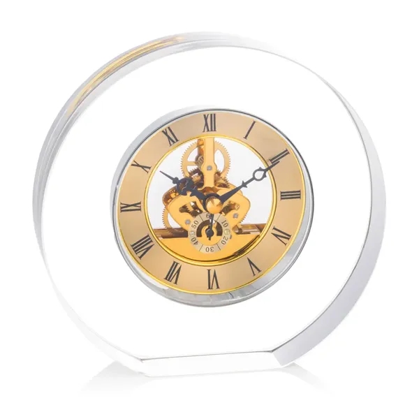 A striking optical crystal VividPrint™ clock featuring a beautifully exposed skeleton... from ASI 84592 St Regis Group / St Regis