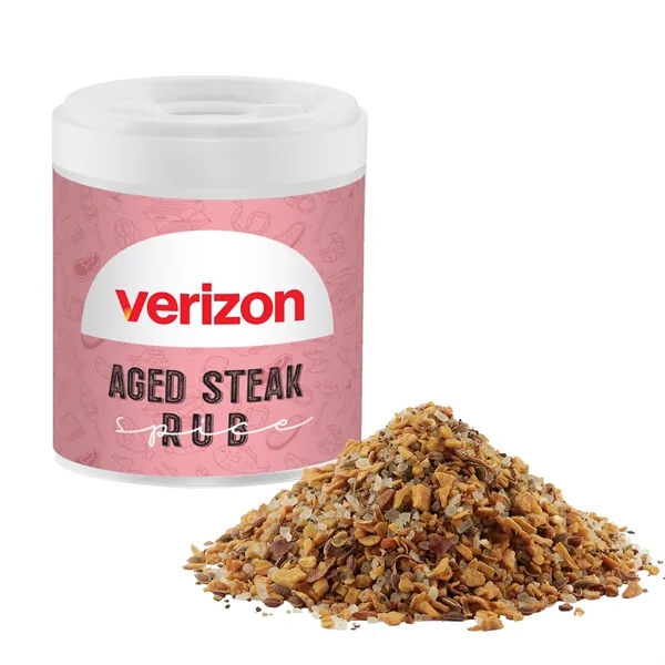 Customizable shaker filled with 1 oz. of aged steak seasoning spices.... from ASI 71685 Midnite Snax®