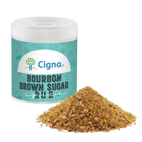 Customizable shaker filled with 1.1 oz. of Bourbon Brown Sugar seasoning... from ASI 71685 Midnite Snax®