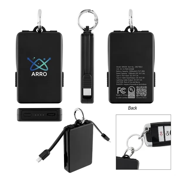 2,000 mAh UL Listed Power Bank Key Ring... from ASI 61125 Hit Promotional Products