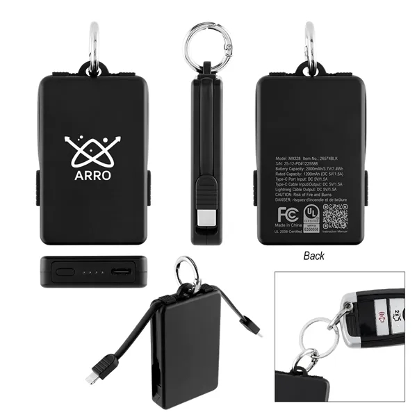 2,000 mAh UL Listed Power Bank Key Ring... from ASI 61125 Hit Promotional Products