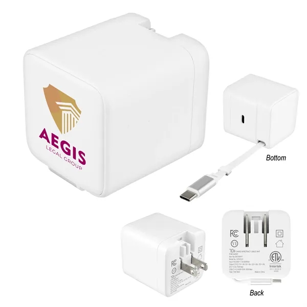 Item #25679 70W ETL Listed Wall Charger with Retractable Cable