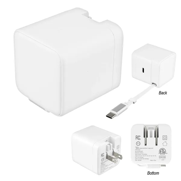 Item #25679 70W ETL Listed Wall Charger with Retractable Cable
