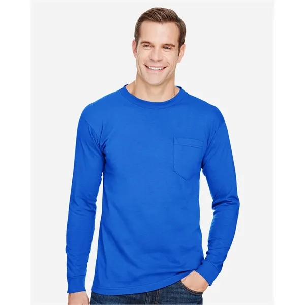 Adult pre-shrunk 100% cotton long sleeve t-shirt with a pocket, union... from ASI 84358 S&S Activewear