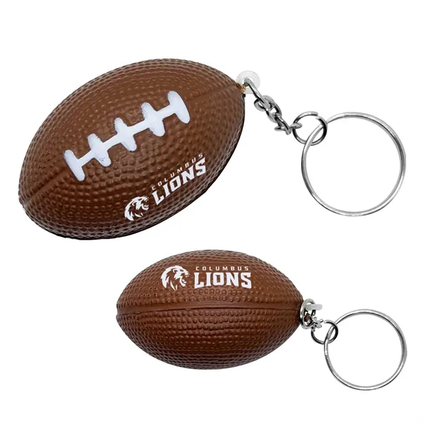 2.5" soft and squeezable football shaped stress reliever keychain.... from ASI 63549 Jornik Manufacturing Corp