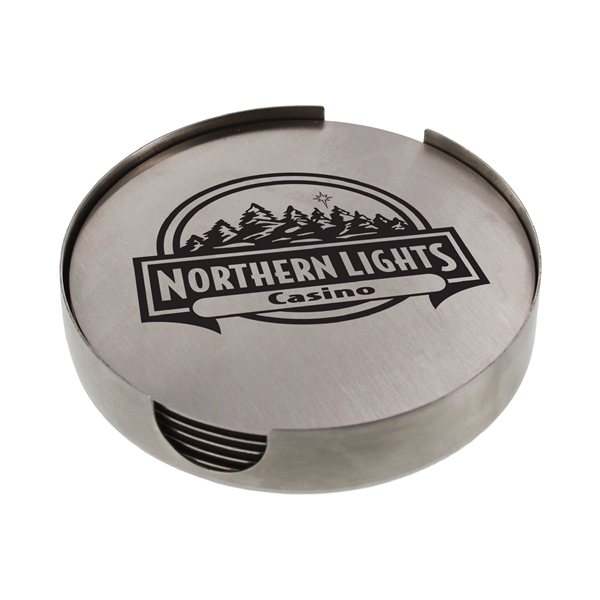 4" Diameter 6-Piece Stainless Steel Coaster Set... from ASI 31570 Advantage Industries / AdVantage Line®