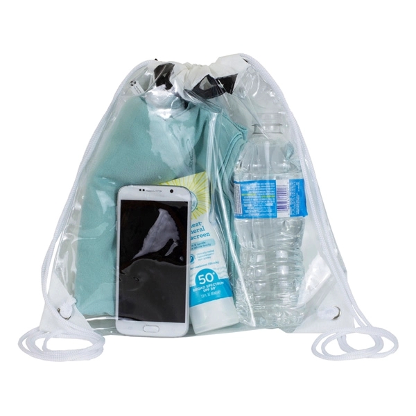 Stadium friendly clear vinyl backpack with cinch closure.... from ASI 62660 Innovation Line