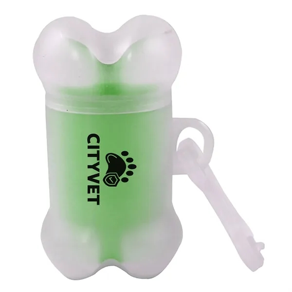 Clear bone shaped pet trash bag dispenser with 20 poly bags... from ASI 54040 Fey Promo