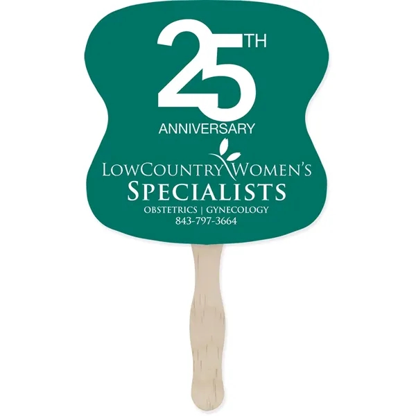 Hand fan made of white board stock with a wooden handle... from ASI 54100 Fields Manufacturing Inc / TargetLine®