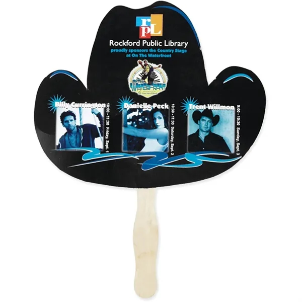 Hand fan made of white board stock with a full-color digital... from ASI 54100 Fields Manufacturing Inc / TargetLine®