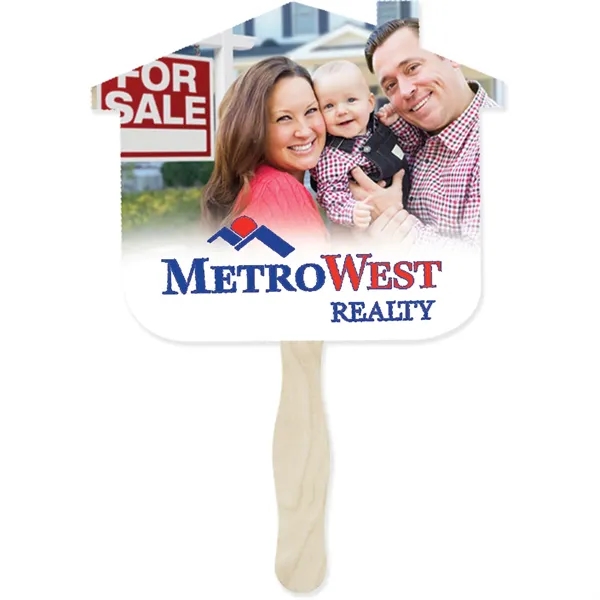 Hand fan made of white board stock with a full-color digital... from ASI 54100 Fields Manufacturing Inc / TargetLine®