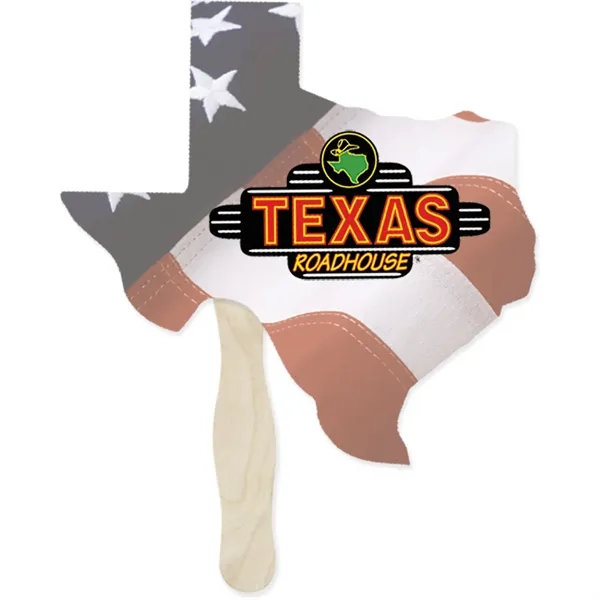 Hand fan made of white board stock with a full-color digital... from ASI 54100 Fields Manufacturing Inc / TargetLine®