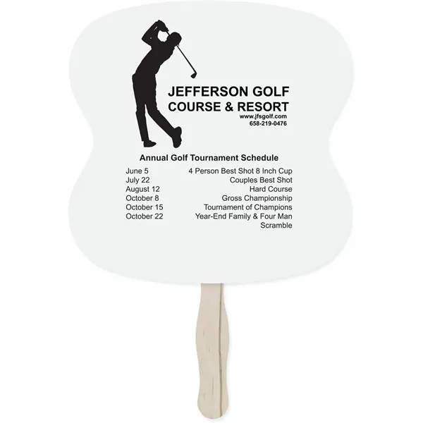 Two-sided sandwich hand fan measuring 8" W x 8" H available... from ASI 54100 Fields Manufacturing Inc / TargetLine®