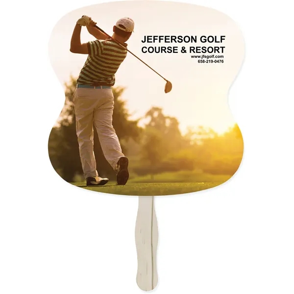 Two-sided sandwich hand fan measuring 8" W x 8" H available... from ASI 54100 Fields Manufacturing Inc / TargetLine®