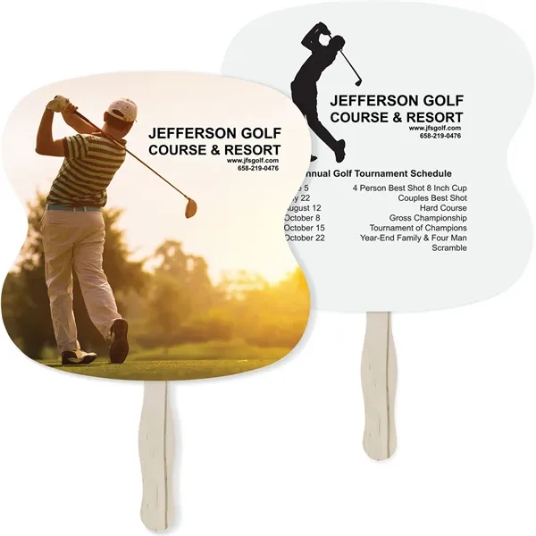 Two-sided sandwich hand fan measuring 8" W x 8" H available... from ASI 54100 Fields Manufacturing Inc / TargetLine®