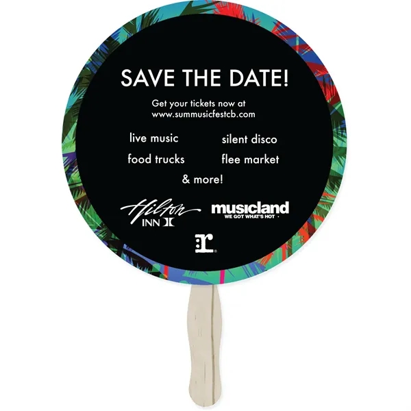 Two-sided sandwich hand fan measuring 8" W x 8" H available... from ASI 54100 Fields Manufacturing Inc / TargetLine®