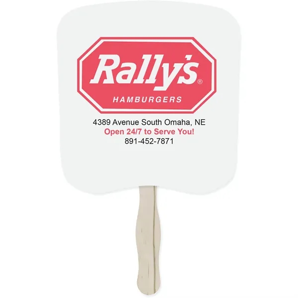 Two-sided sandwich hand fan measuring 8" W x 8" H available... from ASI 54100 Fields Manufacturing Inc / TargetLine®