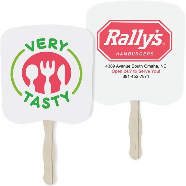 Two-sided sandwich hand fan measuring 8" W x 8" H available... from ASI 54100 Fields Manufacturing Inc / TargetLine®