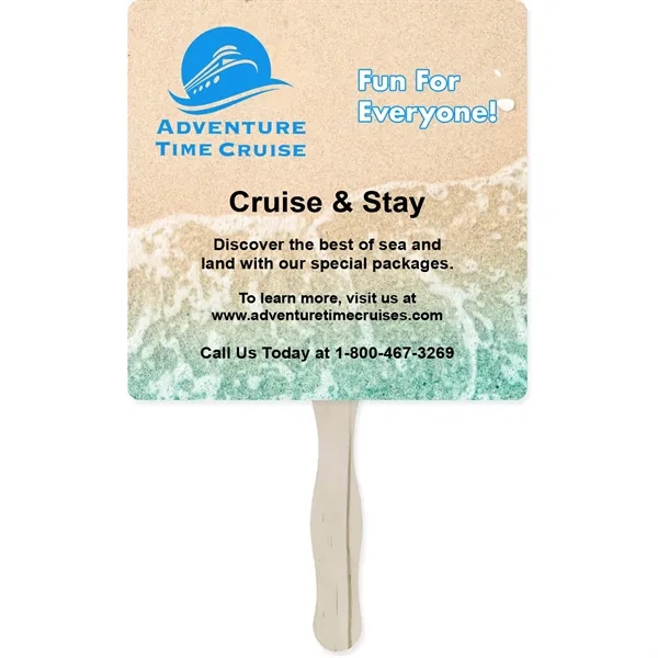 Two-sided sandwich hand fan measuring 8" W x 8" H available... from ASI 54100 Fields Manufacturing Inc / TargetLine®