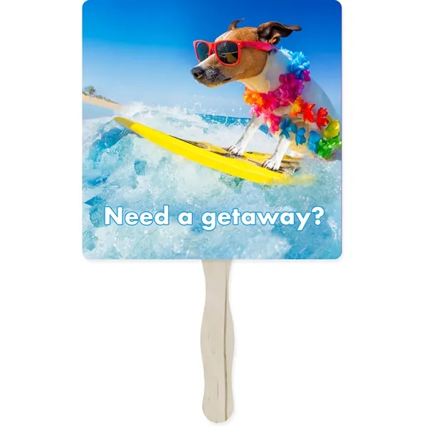 Two-sided sandwich hand fan measuring 8" W x 8" H available... from ASI 54100 Fields Manufacturing Inc / TargetLine®