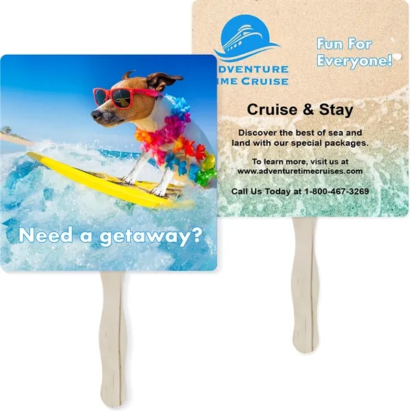 Two-sided sandwich hand fan measuring 8" W x 8" H available... from ASI 54100 Fields Manufacturing Inc / TargetLine®