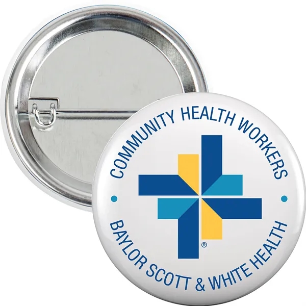 Round laminated celluloid button (1 1/4") with safety pin and metal... from ASI 54100 Fields Manufacturing Inc / TargetLine®