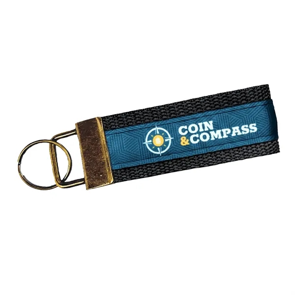 Item #KFT03-164-AB 3" Sublimated Key Strap with Antique Bronze-Colored Hardware