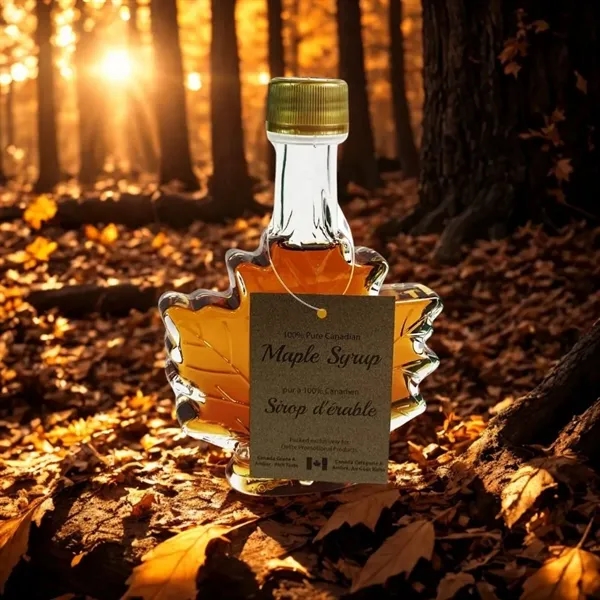 Item #MS-L050 50ml Maple Syrup In Leaf Bottle
