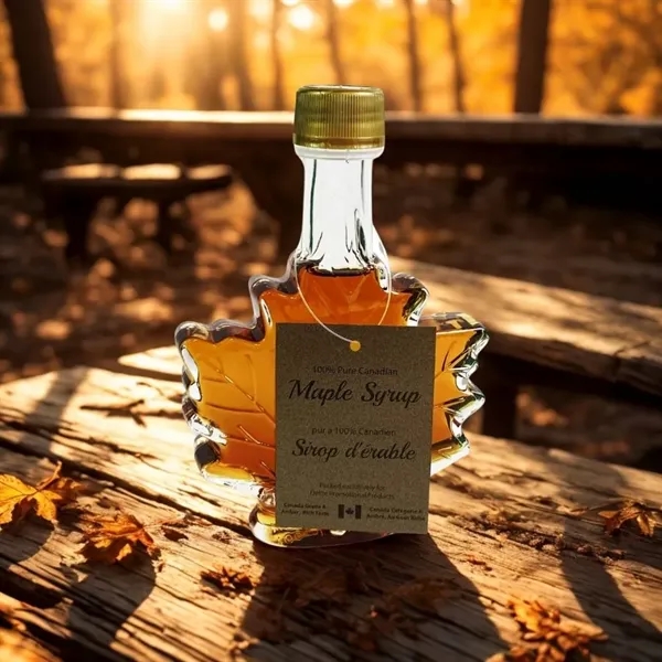 Item #MS-L100 100ml Maple Syrup In Leaf Bottle