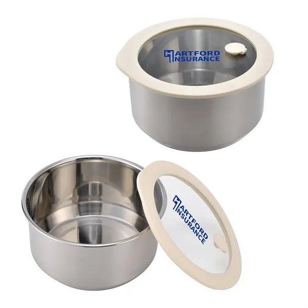 38 oz Microwaveable Stainless Steel Bowl With Vented Glass Lid... from ASI 36730 Ariel Premium Supply Inc