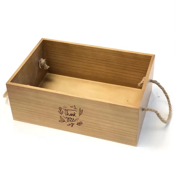 Item #WB1208 Wood Crate With Rope Handles 12 X 8