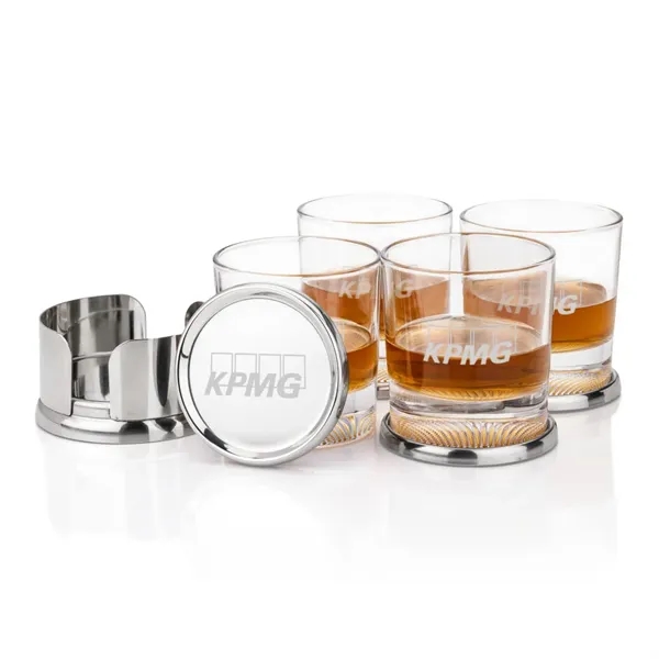 Item #SST1098-BN Baldoni Coasters & Baldwin On-the-Rocks Set