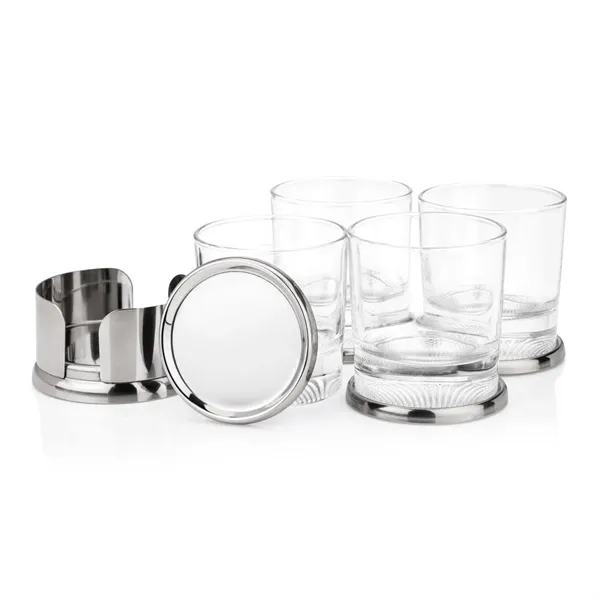 Item #SST1098-BN Baldoni Coasters & Baldwin On-the-Rocks Set