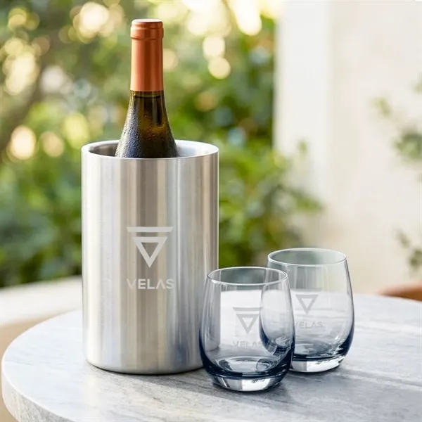 Item #SST8011-SS Jacobs Wine Cooler & Soudan Smoke Stemless Wine