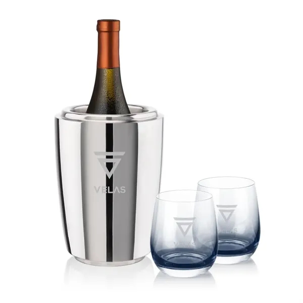Item #SST10221-SS Pescara Wine Cooler & Soudan Smoke Stemless Wine
