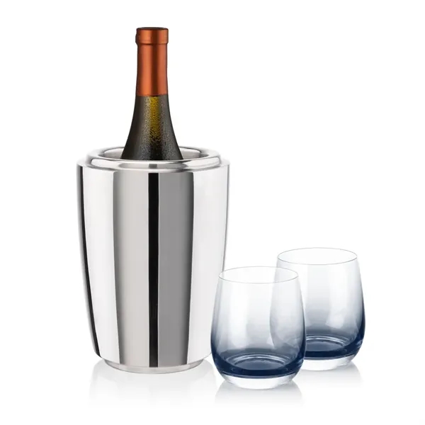 Item #SST10221-SS Pescara Wine Cooler & Soudan Smoke Stemless Wine