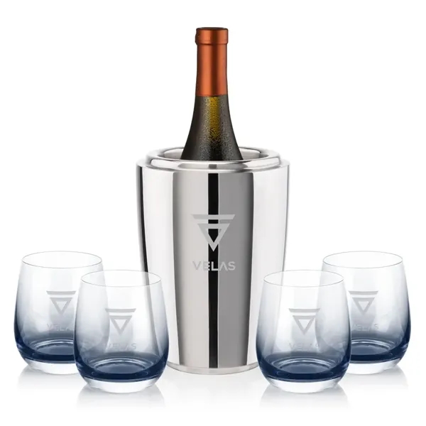 Item #SST10221-SS Pescara Wine Cooler & Soudan Smoke Stemless Wine