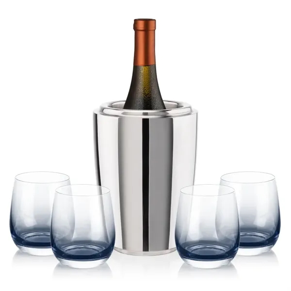 Item #SST10221-SS Pescara Wine Cooler & Soudan Smoke Stemless Wine