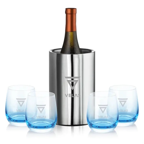 Item #SST8011-SB Jacobs Wine Cooler & Soudan Blue Stemless Wine