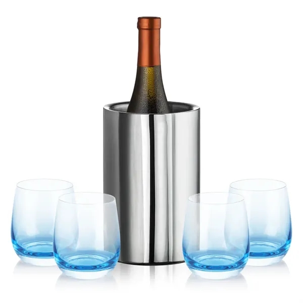 Item #SST8011-SB Jacobs Wine Cooler & Soudan Blue Stemless Wine